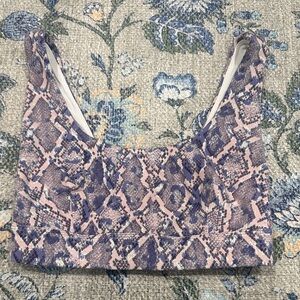 Varley Pink and Purple Snake Print Sports Bra